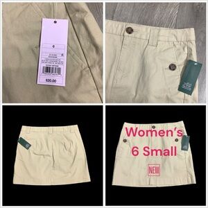 Women’s Wild Fable 6 Small Skirt Twill Khaki Adjustable Waist Stretch Sporty NWT